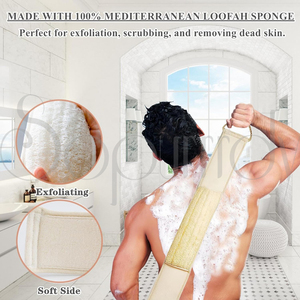 Esponja de Baño con Logotipo Personalizado, Esponja Exfoliante Orgánica, Guante de Lufa Largo, Cepillo de Baño, Esponja Exfoliante Corporal para Ducha - Product Image 5