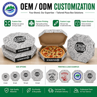 Boîte à pizza octogonale noire personnalisée avec logo, emballage en carton imprimé en gros, tailles 6, 7, 8, 10, 12, 14, 16 pouces