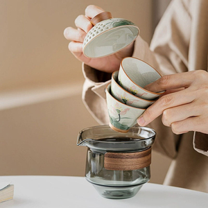 Portable Outdoor Travel <b>Tea</b>, Set Hand-Painted Handicraft Ceramic Tumbler One Pot And Three Cups Quick Guest Cup Convenience/ - Product Image 3