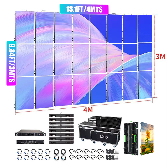 4mts X 3mts Outdoor 3.9 LED Video Wall 13.1'x 9.8' Turn-Key Led Screen Display 500mm X 1000mm 24 LED Panels 5000cd 5-Year