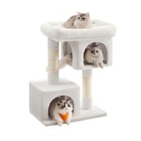 Arbre à chat Starmoon, tour pour chat, condo en peluche pour grands chats jusqu'à 7,2 kg, griffoir, blanc