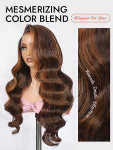 Perruque en cheveux humains <span class=keywords><strong>M</strong></span> Hairline Highlight Orange Body <span class=keywords><strong>Wave</strong></span> 13x4 HD Lace, densité 180%-250%, prête à porter, avec dentelle frontale fondue - Product Image 5