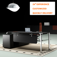 Bureau de direction contemporain avec pieds en métal YEDDKIN TONE, table de direction avec support
