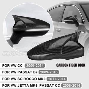 2PCS Car Side Wing <b>Mirror</b> Cover Rearview <b>Mirror</b> Cap <b>Shell</b> for Volkswagen for VW for Jetta MK6 for Passat B7 for Scirocco CC - Product Image 1