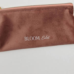 Custom logo Printed Small <b>Makeup</b> Pouch Velvet Zipper <b>Bag</b> Luxury Eco-friendly Silk Pouch <b>Bag</b> Jewelry Packaging - Product Image 2