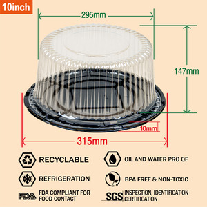 Envase Redondo Desechable Transparente para Pasteles y Postres de 8, 10, 12 y 14 Pulgadas, de PET de Grado Alimenticio - Product Image 3