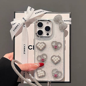 Custodia Protettiva <span class=keywords><strong>con</strong></span> Perle, Strass e Fiocco a Cuore per <span class=keywords><strong>iPhone</strong></span> 17 <span class=keywords><strong>Pro</strong></span> Max, <span class=keywords><strong>Compatibile</strong></span> <span class=keywords><strong>con</strong></span> <span class=keywords><strong>iPhone</strong></span> 16 15 14 13 12 <span class=keywords><strong>11</strong></span> - Product Image 3