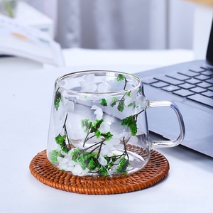Ly thủy tinh gia dụng cao cấp, hai lớp, chịu nhiệt cao, trang trí hoa khô, thiết kế xuyên biên giới. - Product Image 4