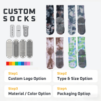 Chaussettes de yoga mi-mollet Tie Dye à cinq doigts avec points antidérapants en silicone, coupe basse, pour le Pilates Boho