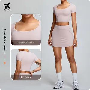 Nuovi vestiti estivi da Yoga Set manica corta moda donna semplice gonna sportiva Casual sport Culottes 2 pezzi Set Yoga