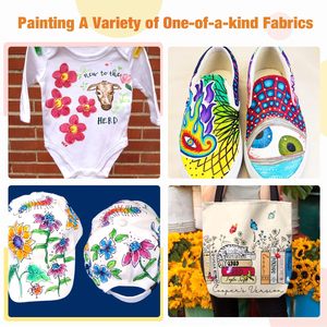 Marcadores de Tela No Tóxicos Personalizados por el Fabricante, 24 Colores, Puntas Planas Oblicuas, Tinta Permanente a Base de Agua para Ropa y Zapatos - Product Image 5