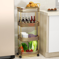 Chariot de rangement en plastique transparent à 2 à 4 niveaux pour légumes ou fruits de cuisine