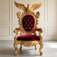 Fauteuil de luxe français en bois massif, style aigle, pour villa, salon, mobilier européen baroque, canapé en velours rouge et bois sculpté doré