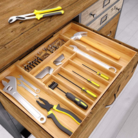 Organisateur de tiroir à couverts extensible en bambou laqué, minimaliste, écologique, personnalisable et réglable, à un seul niveau