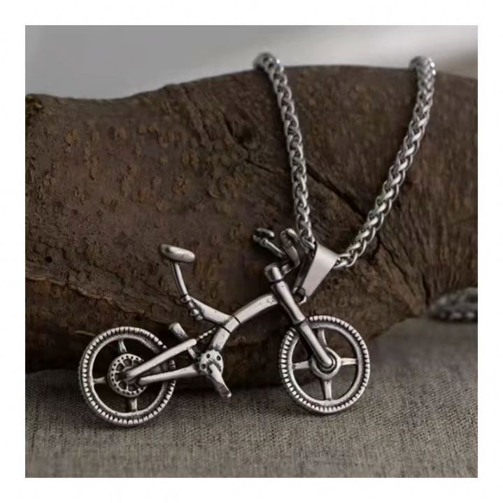 Titanium Steel Personalized Bicycle Pendant Cycling Sports Enthusiasts Necklace Trendy Men's Hip-hop Pendant Necklace