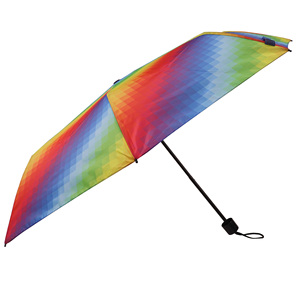 Nouveauté - Parapluie pliant à 3 sections à carreaux arc-en-ciel en gros |   21 pouces, 8 nervures, idéal pour l'Amérique latine et le <span class=keywords><strong>Mexique</strong></span> - Product Image 5