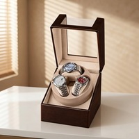 Boîte à remontoir automatique de luxe à 3 emplacements en bois laqué brillant pour 3 montres, avec intérieur en cuir PU et velours de qualité supérieure