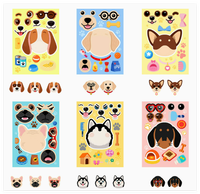 6 Pièces / Ensemble Puzzles Chien Cartoon Wang Autocollants Imperméables à Visages Changeants en Papier Super Mignons pour l'Éducation Précoce des Enfants
