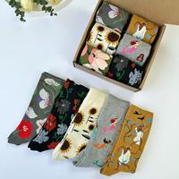 Chaussettes en coton personnalisées de haute qualité avec motif de peinture à l'huile, pour femmes, décontractées, créatives, originales, avec boîte cadeau