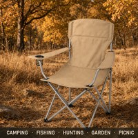 Chaise pliante d'extérieur légère en fer, design chinois, avec dossier et accoudoirs, chaise de camping portable pour pique-nique, tissu Oxford
