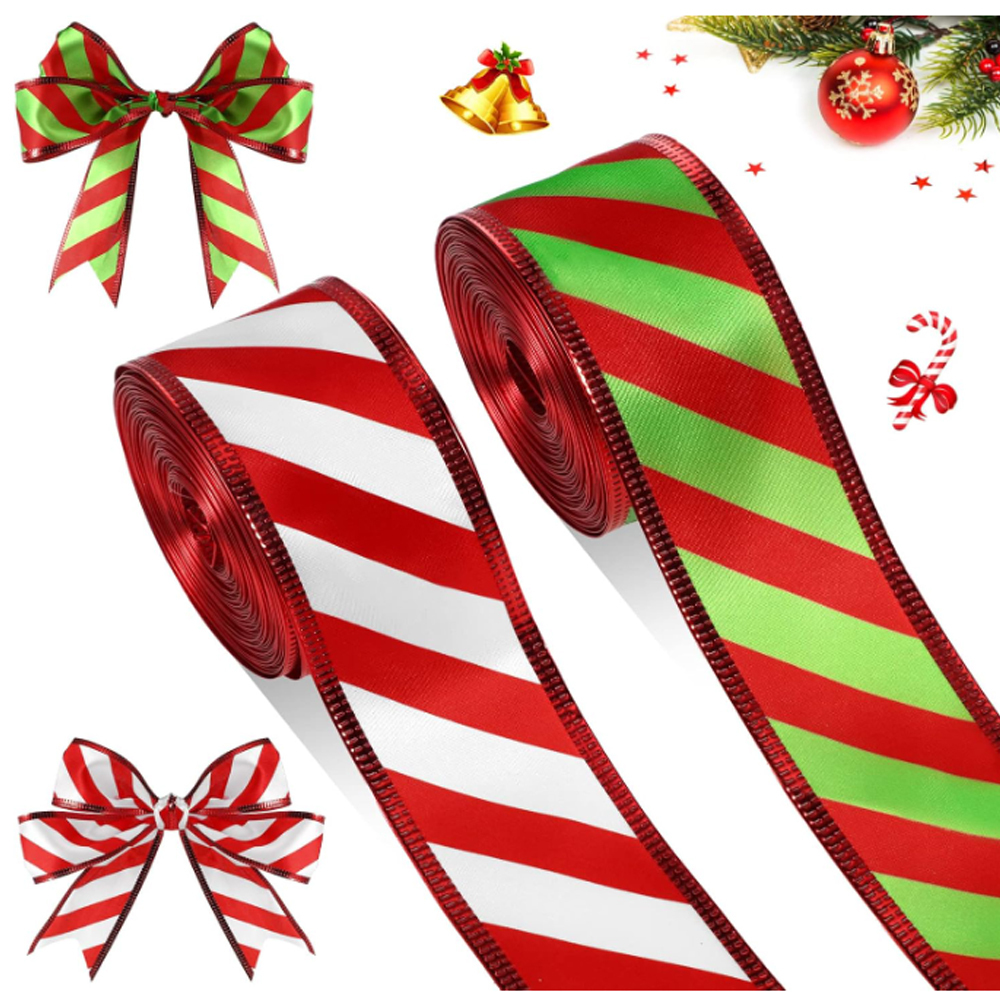 Custom Christmas Xmas Gift Glitter Ribbon with Printed logo Thermal Transfer Polyester Satin Ribbon Bow Roll Satin Lanyards Image 4