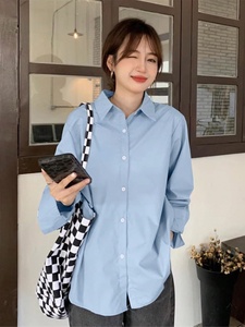 Uniform Women <strong>Shirts</strong> Long Sleeve 2025 New Loose Student <strong>White</strong> <strong>Shirt</strong> Bottoming Top Business Wear Fashion Blank <strong>Shirt</strong> - Product Image 3