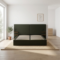 Lit de style européen moderne Willsoon en lin de luxe, avec rangement, disponible en tailles Queen et King, avec matelas et table de chevet