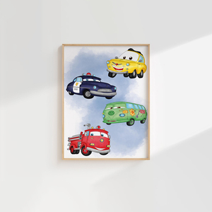 HAOWAI OEM/ODM coches personalizados lienzo impresión para habitación de niños nombre personalizado coches decoración pared arte póster pintura chico - Product Image 2