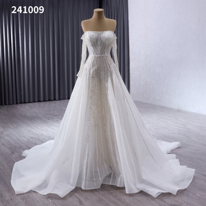 Vestidos de novia musulmanes de cuello alto de lujo Lentejuelas con cuentas Dos prendas de vestir y accesorios tradicionales - Product Image 2