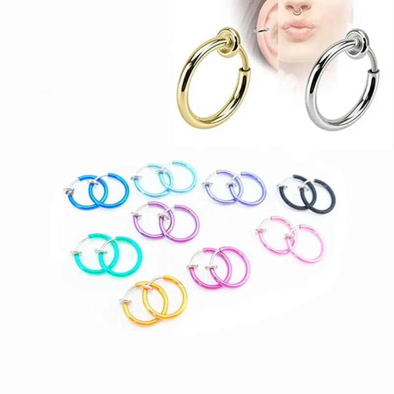 Amazon None Piercing Jewelry Ear Clip Clamped Earring Clip On Fake Septum Nose Ring