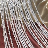 Perles de culture d'eau douce blanches naturelles, perles en vrac 4-3,5 mm, brin semi-finie de 40 cm de long, qualité certifiée par un tiers