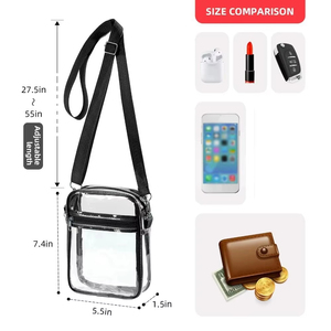 Bolso cruzado transparente PVC transparente Concierto Deportes Un bolso de hombro Bolso de mensajero con cremallera ajustable - Product Image 6