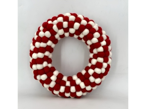 Guirlande de Noël en feutre de laine rouge et blanc faite à la main, non toxique, sans danger pour les enfants, avec pompons, pour la décoration de la maison et les fêtes - Product Image 3