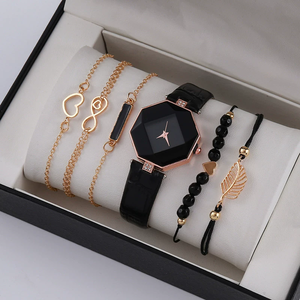 Gran oferta, 6 uds., <span class=keywords><strong>reloj</strong></span> de lujo para mujer, anillo, collar, pendientes, conjunto de pulsera, relojes, correa de cuero de mariposa, <span class=keywords><strong>Reloj</strong></span> de cuarzo a la moda para mujer - Product Image 4