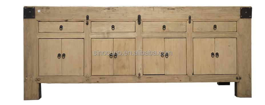 Antique Rustic Stylish Reclaimed Old Wood Buffet Sideboard Recycled Elm Wood Home Furniture Dining Room Furniture