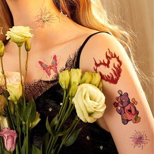 Nouveaux autocollants de <span class=keywords><strong>tatouage</strong></span> temporaires colorés pour filles, motifs feux d'artifice, <span class=keywords><strong>chat</strong></span>, papillon, pour les bras et les doigts - Product Image 4