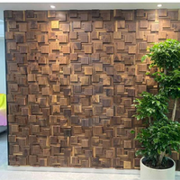 Panneaux muraux 3D en noyer 100% naturel, mosaïque hexagonale en bois massif pour la rénovation des murs de la maison