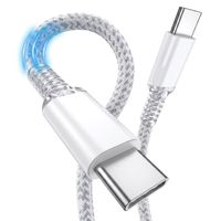 Câble de charge rapide USB-C vers USB-C 65W PD, tressé en nylon, avec renfort en cuivre étamé, pour Samsung, iPhone, ordinateur portable