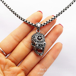 Collar con Colgante de Calavera Hueca de Acero Inoxidable yunnique Evil Demon, Joyería Punk, Moda Masculina - Product Image 5