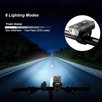 Lampu depan sepeda LED T6, cahaya depan pit 6 mode, bisa diisi ulang USB untuk bersepeda