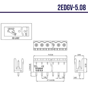 2EDG-5.08 3P Pluggable 3-Pin <b>Screw</b> Terminal Block With Straight Pin Header <b>Socket</b> for PCB - Product Image 4