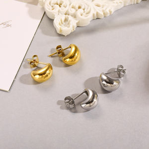 Boucles d'oreilles en acier inoxydable sans décoloration, forme ovale, <span class=keywords><strong>banane</strong></span>, goutte d'eau, plaqué <span class=keywords><strong>or</strong></span> 18 carats, vente en gros de bijoux pour femmes - Product Image 5