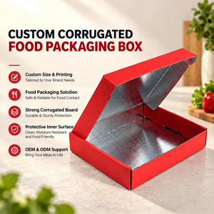 Boîte d'expédition en carton ondulé recyclé avec logo personnalisé, isolation thermique, revêtement en aluminium anti-huile pour pizza et biscuits - Product Image 1