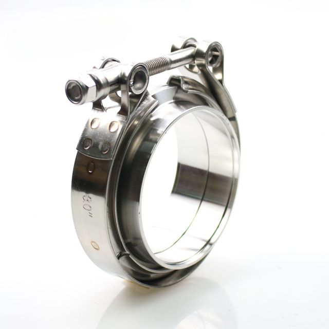 38-114mm 304 Stainless Steel T-bolt V Band Hose Clamp Male Female Flange Silver Race/Tuning Universal Fit Exhaust Pipe Clamp