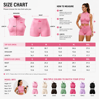 Ensemble de yoga sans manches à demi-zip, anti-humidité, imprimé, avec short cycliste moulant, tenue d'entraînement deux pièces pour femme, vêtements de sport avec boutons