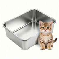 Bak Tempat Kotoran Kucing Anti Bau dan Anti Lengket, Besar, Berdinding Tinggi, dari Logam Stainless Steel