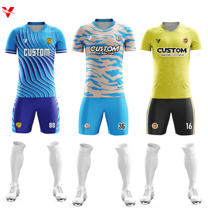 Kaus tim sepak bola kustom L324, kit latihan sepak bola merah dan kuning, setelan seragam kaus sepak bola pria - Product Image 1