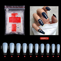500 pièces pointes d'ongles en acrylique transparent couverture complète faux ongles avec étui pour Salons de manucure DIY