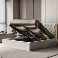 Luxe pas cher prix hôtel stockage moderne velours plate-forme complète simple Double Twin King Queen Size gaz ascenseur cadre de lit
