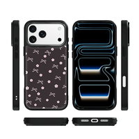 Coque de téléphone AG Feeling Black Edge avec motif floral nœud papillon doré pour iPhone 17, 17 Pro Max, 16 Pro, 15 – Coque magnétique